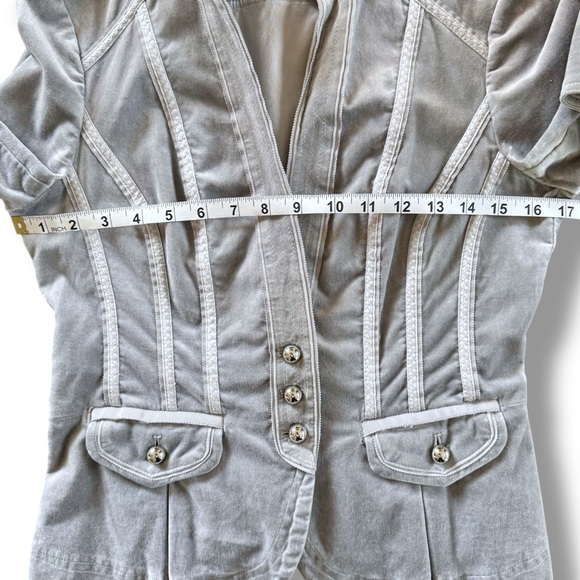 White House Black Market Grey Velvet Ribbon Trim Blazer, Jacket, Women’s 4 - Picture 9 of 13